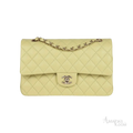 Chanel Classic Double Flap Bag Light Green Lambskin Light Gold Hardware - View 1