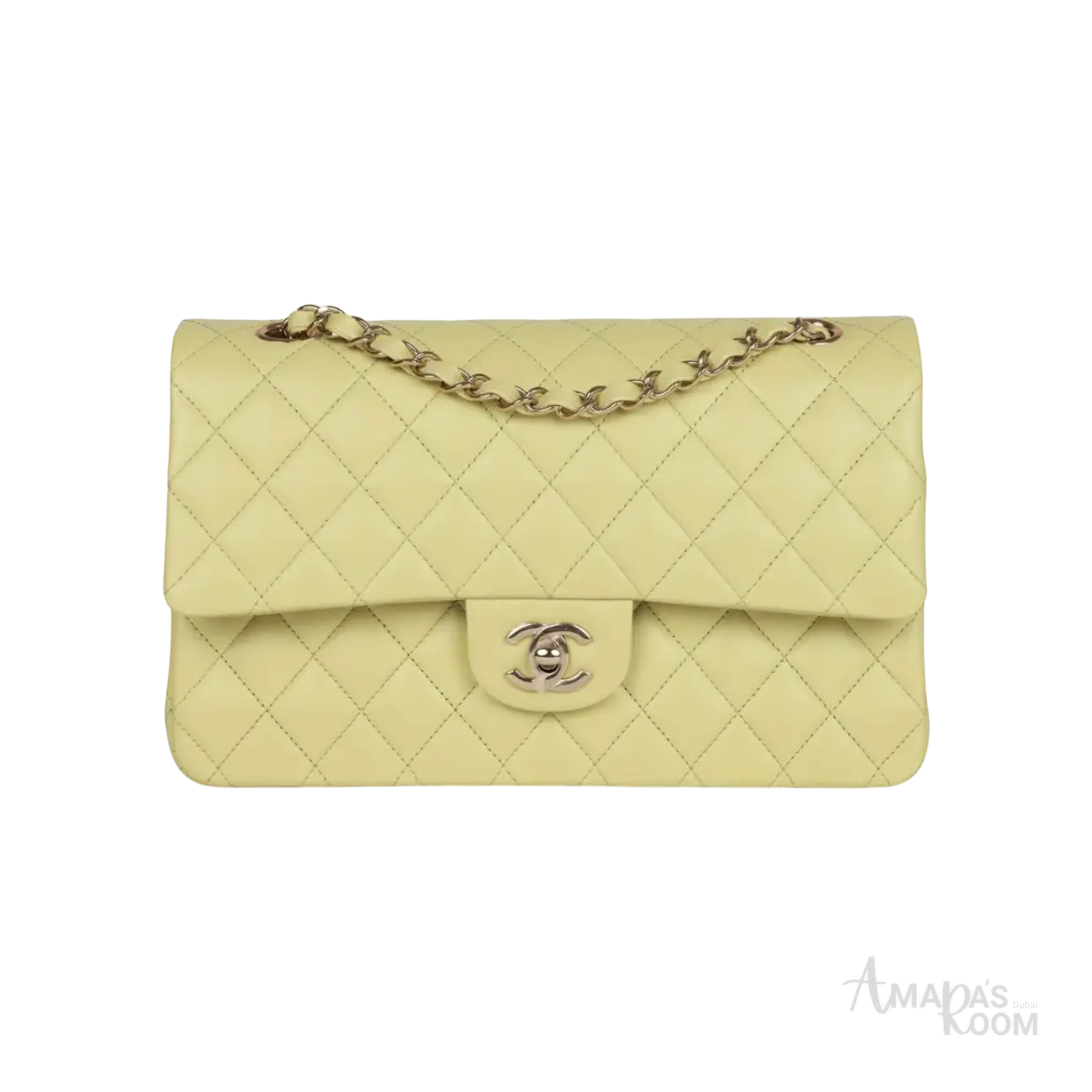 Chanel Classic Double Flap Bag Light Green Lambskin Light Gold Hardware - View 1