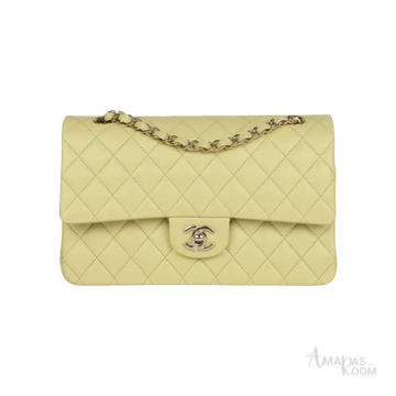 Chanel Classic Double Flap Bag Light Green Lambskin Light Gold Hardware - View 1