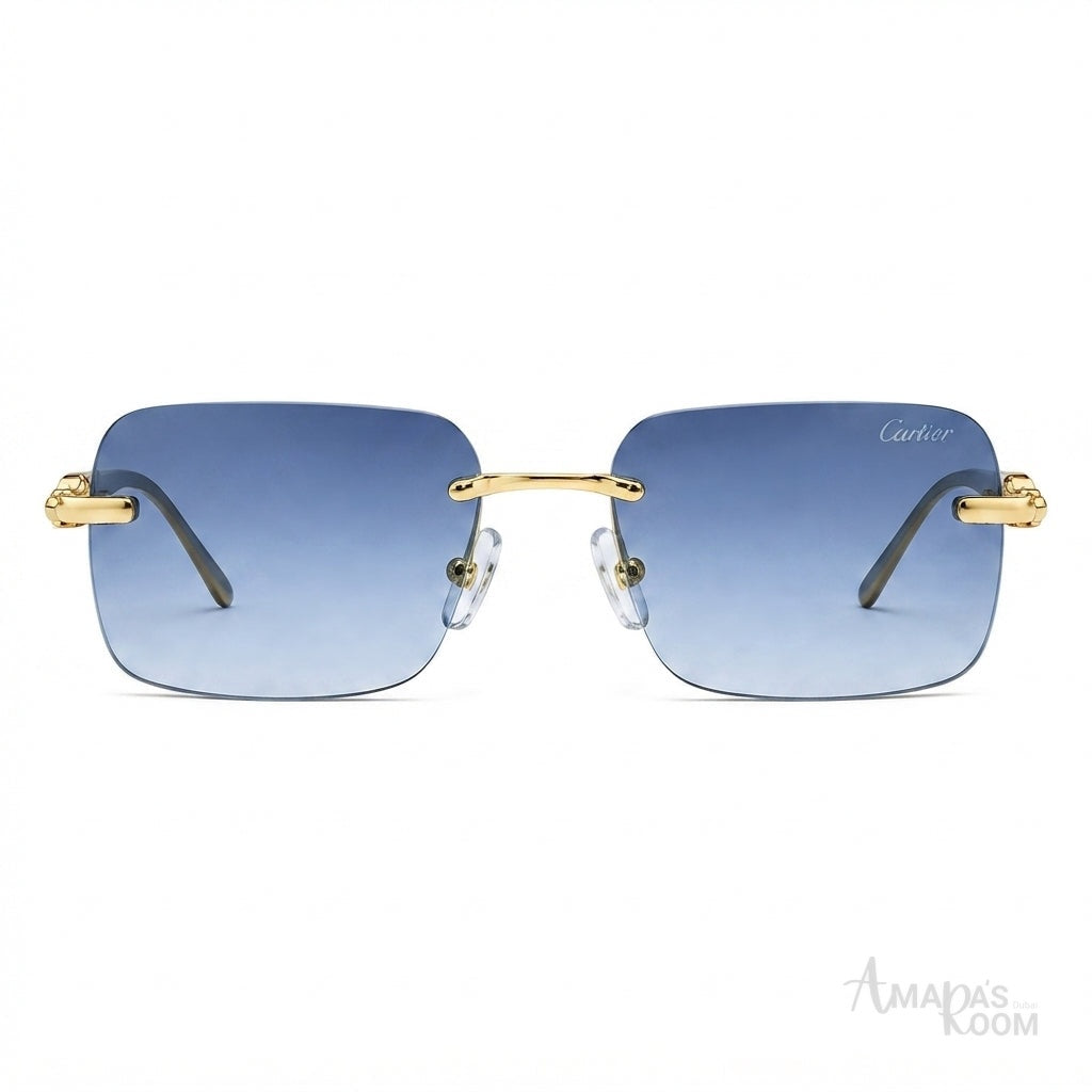 Cartier Sunglasses Gold-Tone – Blue Gradient - View 1