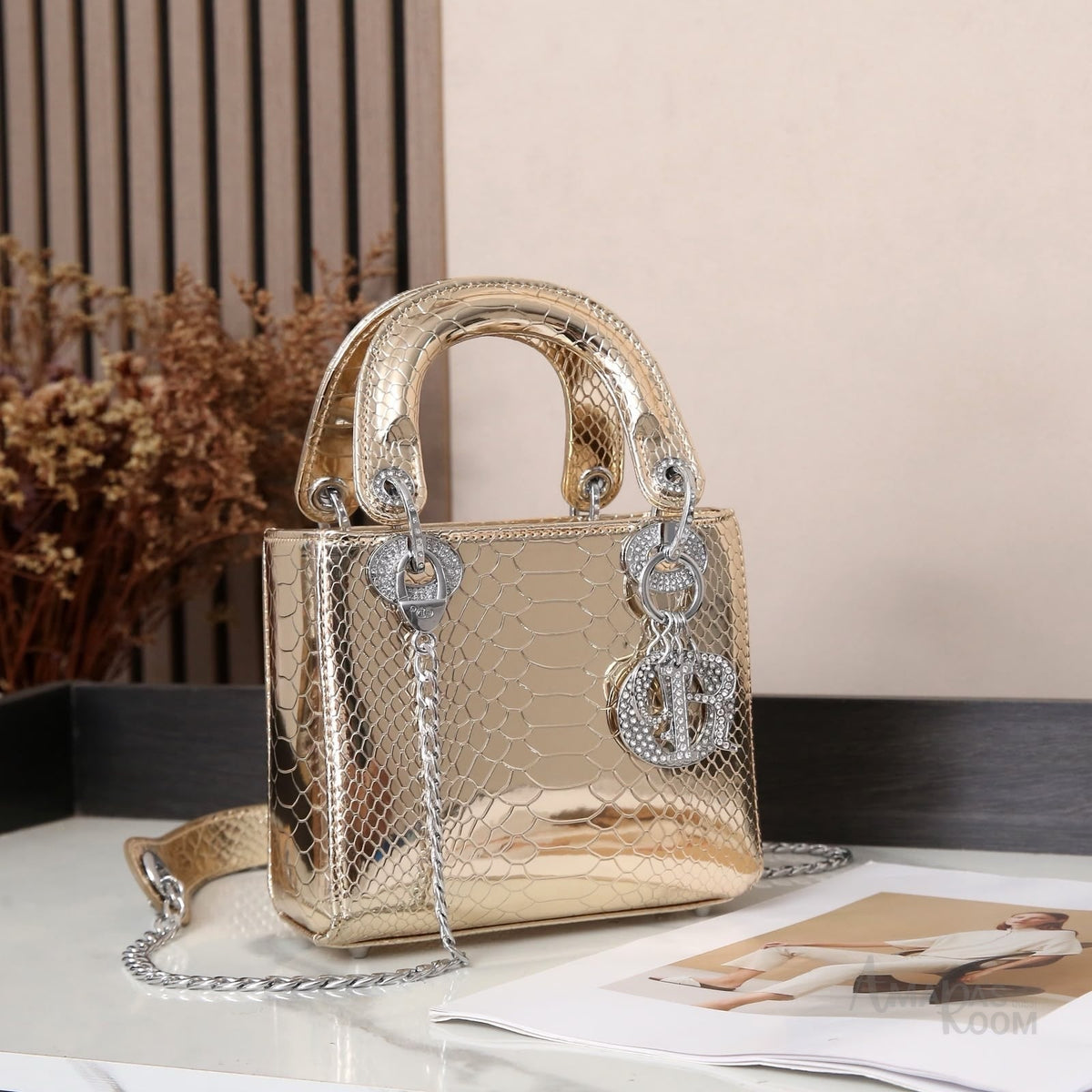 Dior Mini Lady Dior Bag – Metallic Gold - View 3