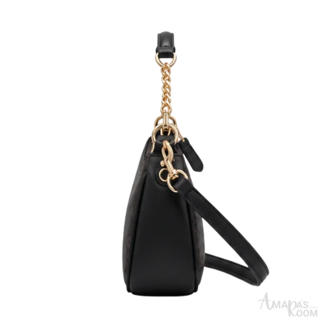 Coach Bag | Teri Shoulder Bag – Brown – Black (Signature coated canvas with black leather trim and gold-tone chain)
