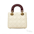 Dior Lady Dior-Style Mini Handbag – Ivory & Burgundy - View 4