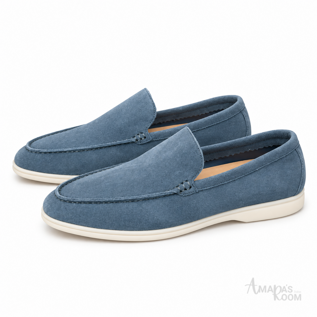 Loro Piana Summer Walk Suede Loafers – Blue - View 1