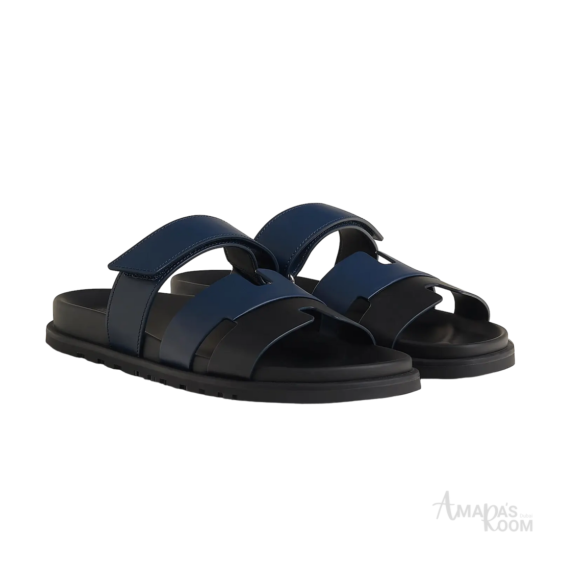 Hermès Chypre Sandals – Noir/Bleu Celeste - View 1