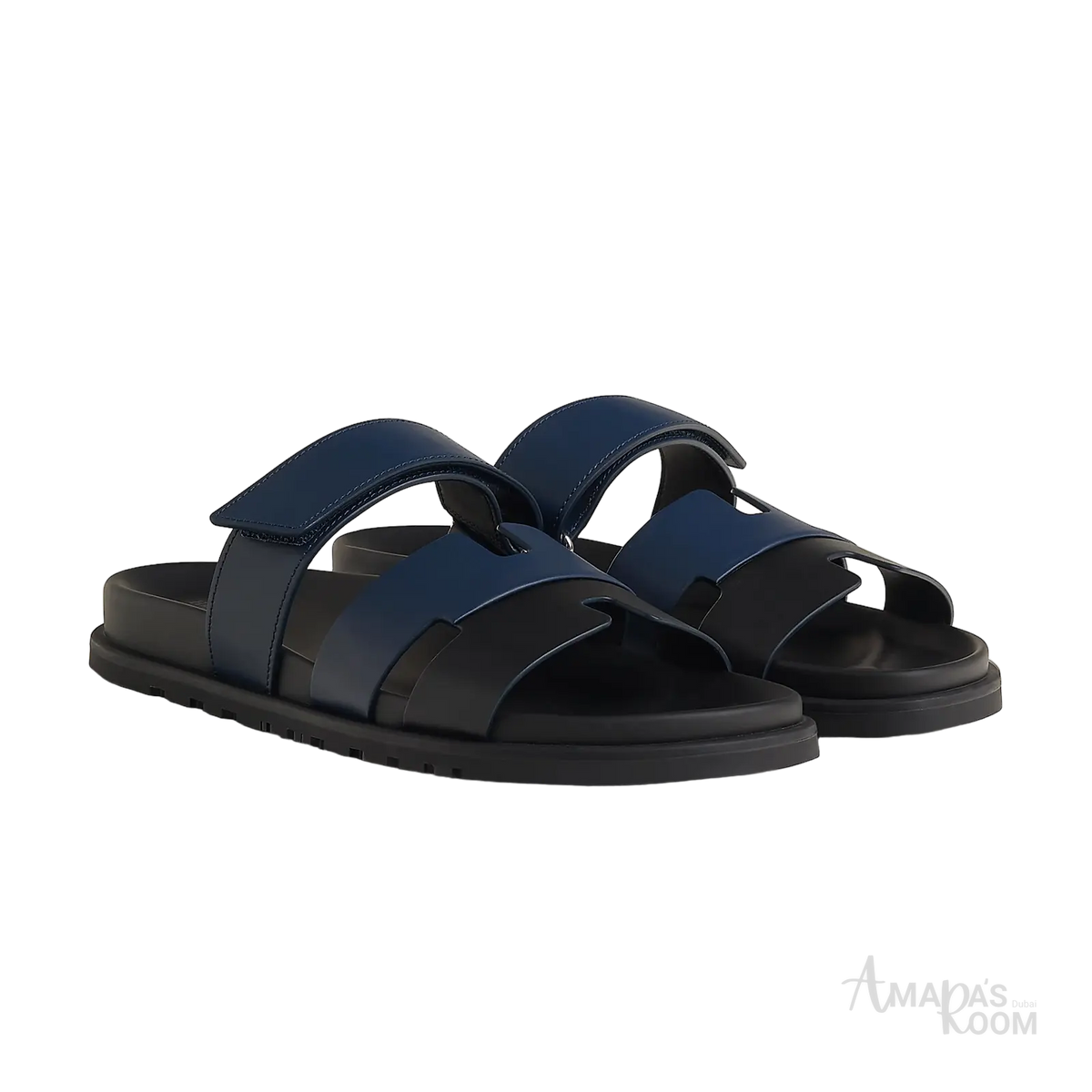 Hermès Chypre Sandals – Noir/Bleu Celeste - View 1