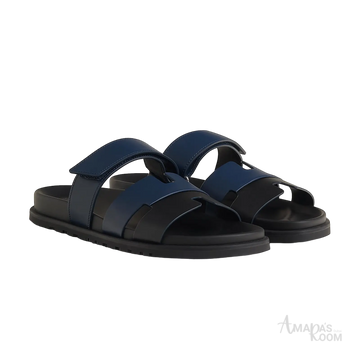 Hermès Chypre Sandals – Noir/Bleu Celeste - View 1