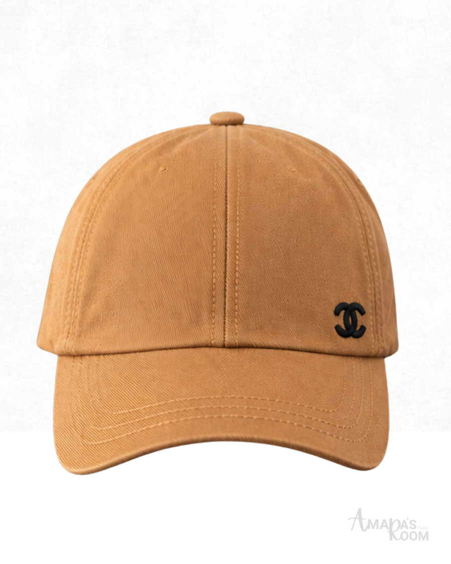 Chanel | CC Logo Washed Cotton Twill Baseball Cap Tan - View 1