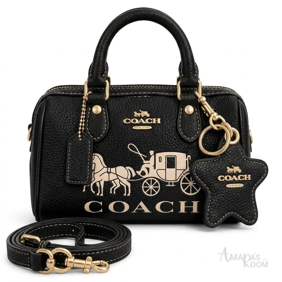 Coach Satchel Handbag – Black Horse & Carriage Print - View 2
