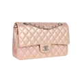 Chanel Classic Double Flap Bag Pink Iridescent Lambskin Silver Hardware - View 2