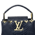 Louis Vuitton Navy Textured Bag – Gold-Tone Detail - View 2