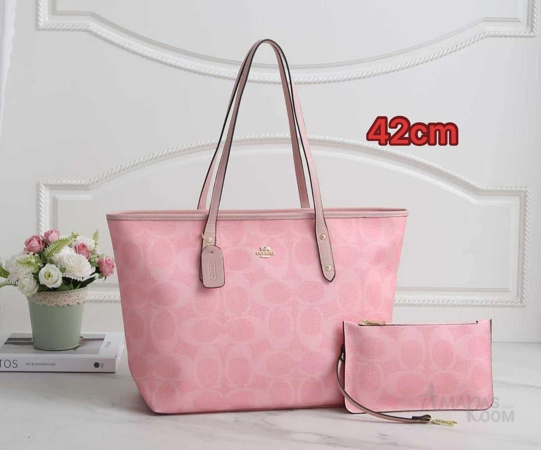 Coach Bag City Tote in Signature Canvas Powder Pink – product view