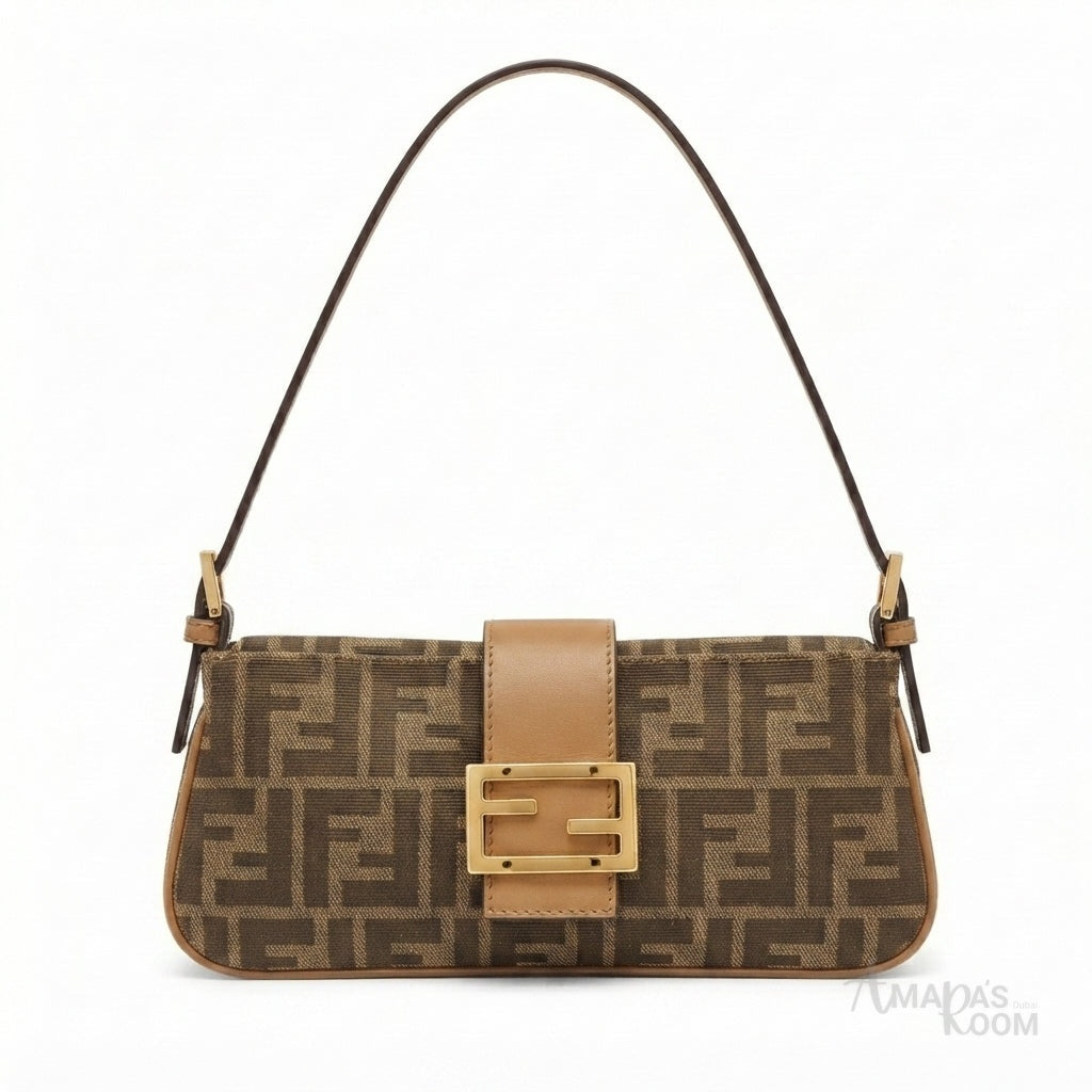 Fendi-Style Monogram Baguette Shoulder Bag - View 1