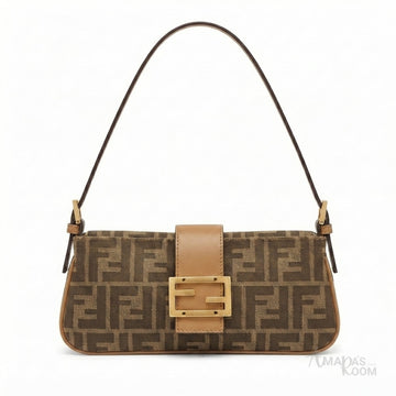 Fendi-Style Monogram Baguette Shoulder Bag - View 1
