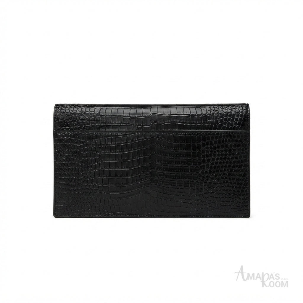 Saint Laurent Uptown Pouch – Crocodile-Embossed Black - View 2