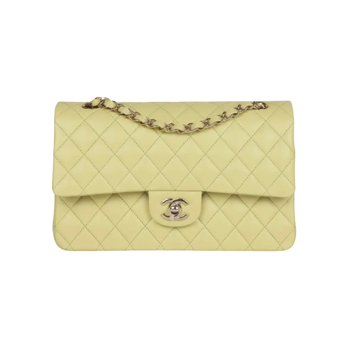 Chanel Classic Double Flap Bag Light Green Lambskin Light Gold Hardware - View 1