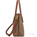 Coach Bag | Mollie Tote 25 (Crossbody Tote Bag) – Khaki Brown (Signature Canvas with Saddle Brown leather trim)