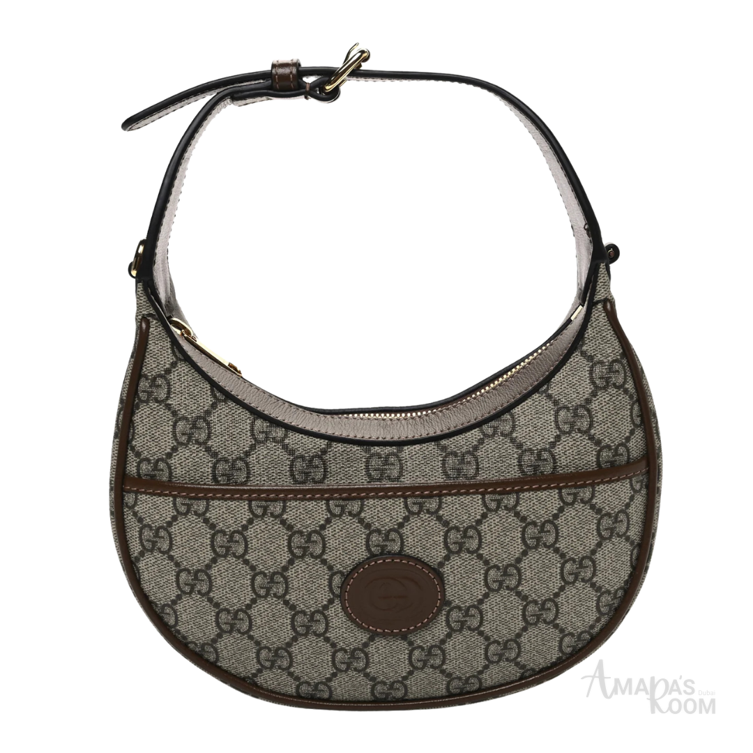 Gucci GG Supreme Azalea Half-Moon Bag – Brown - View 1