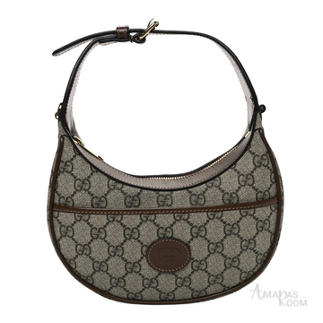 Gucci GG Supreme Azalea Half-Moon Bag – Brown - View 1
