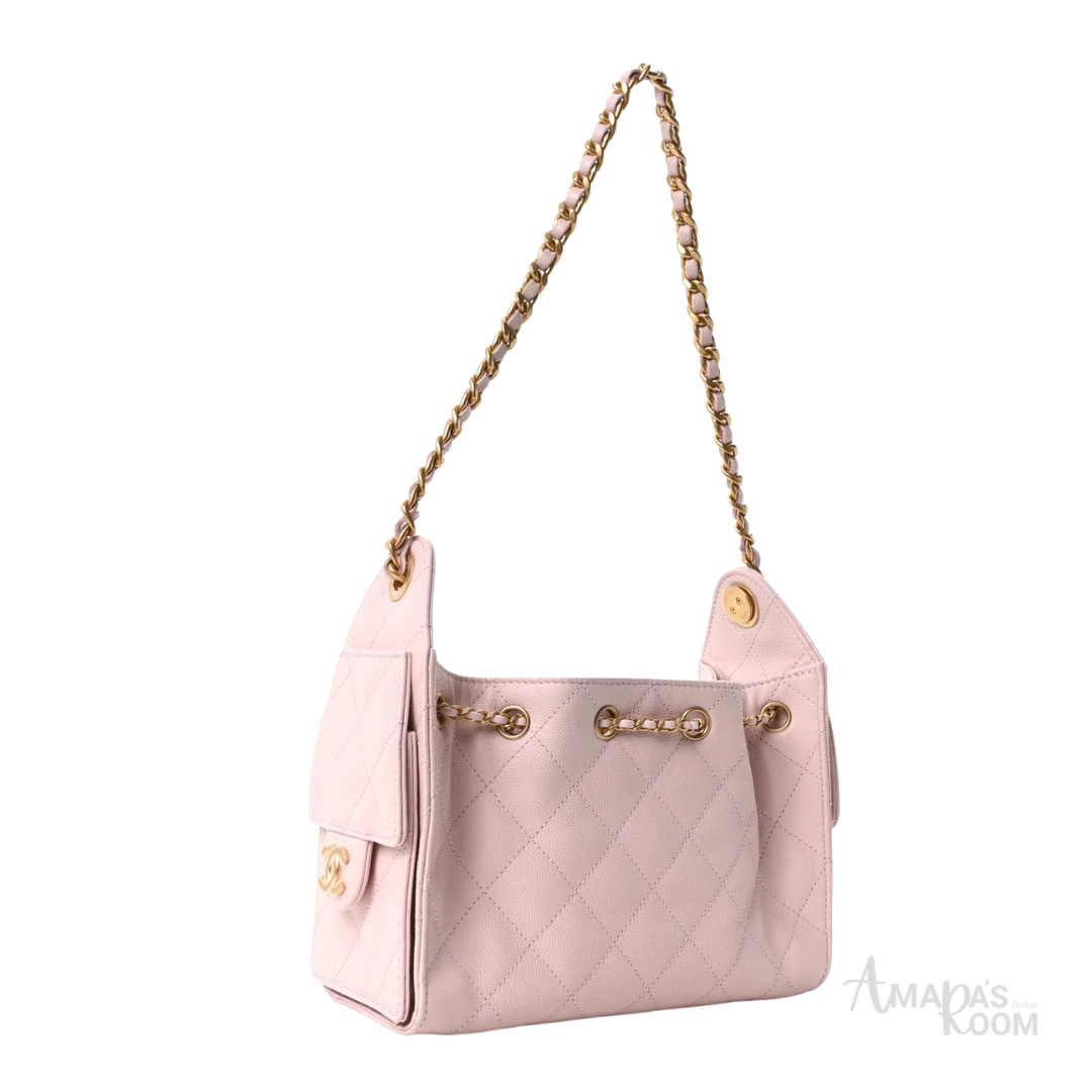 Chanel 25 Mini Quilted Caviar Handbag – Light Pink - View 2