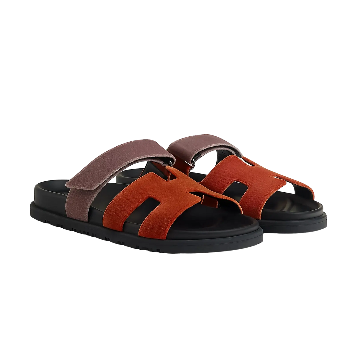 Hermès Chypre Sandals – Orange Canyon / Bruyère - View 1