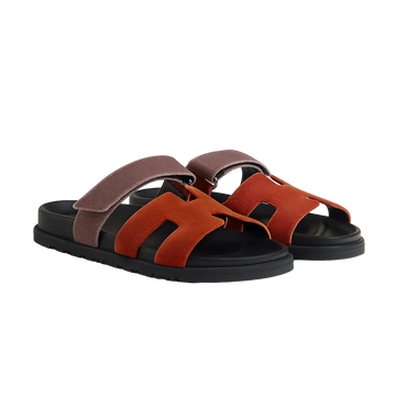 Hermès Chypre Sandals – Orange Canyon / Bruyère - View 1