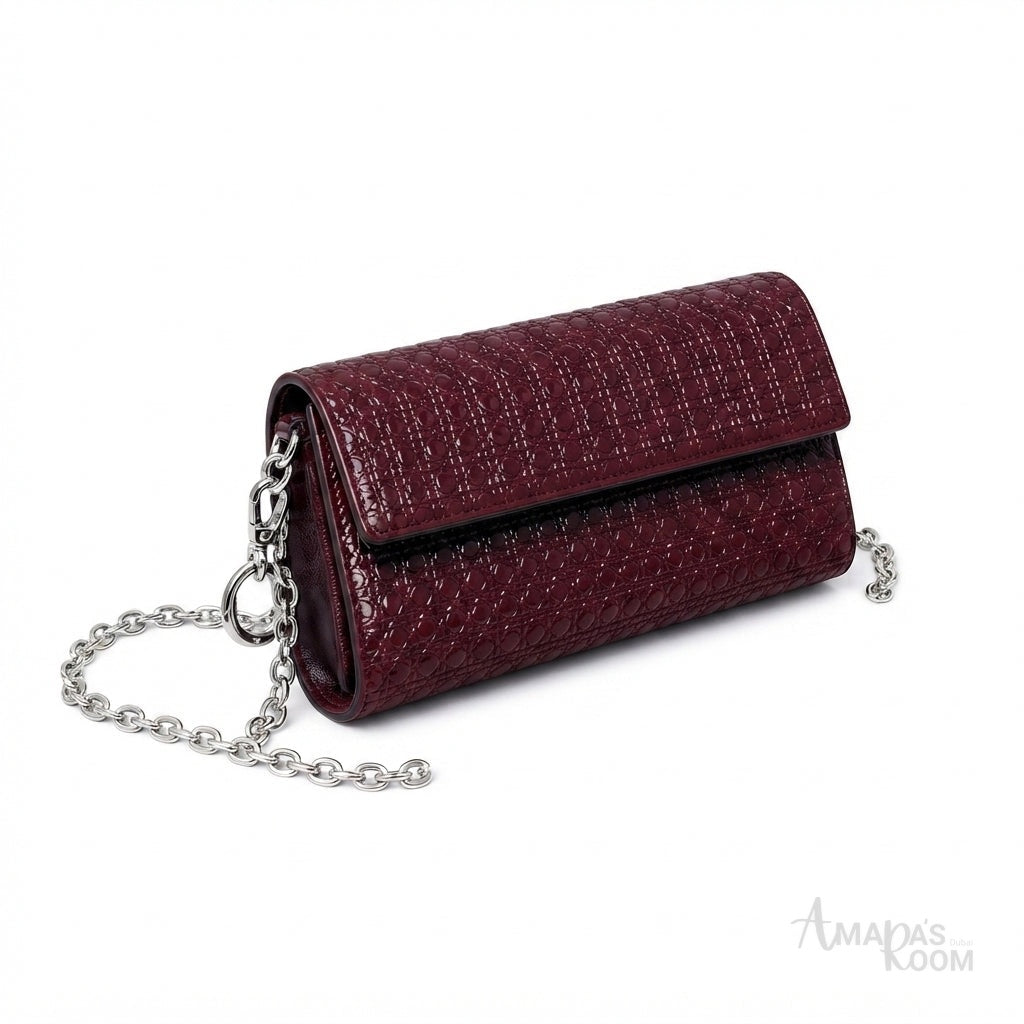 Dior Wallet on Chain – Wine Red - View 3
