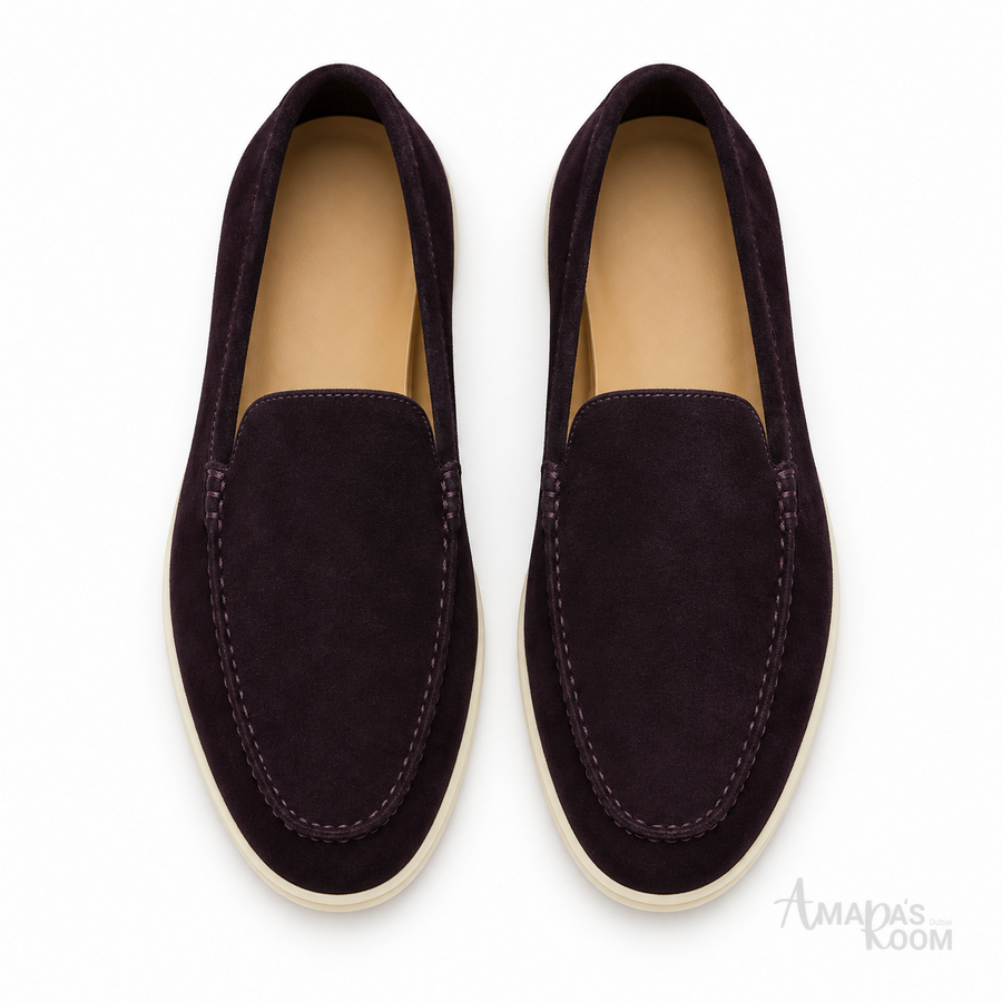 Loro Piana Footwear | Summer Walk Suede Dark Aubergine