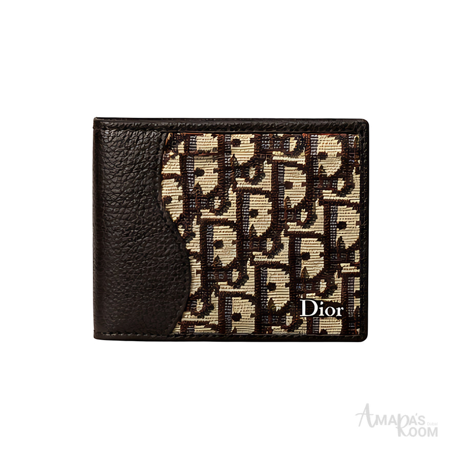 Dior Wallet | Beige Black Oblique Jacquard - View 1