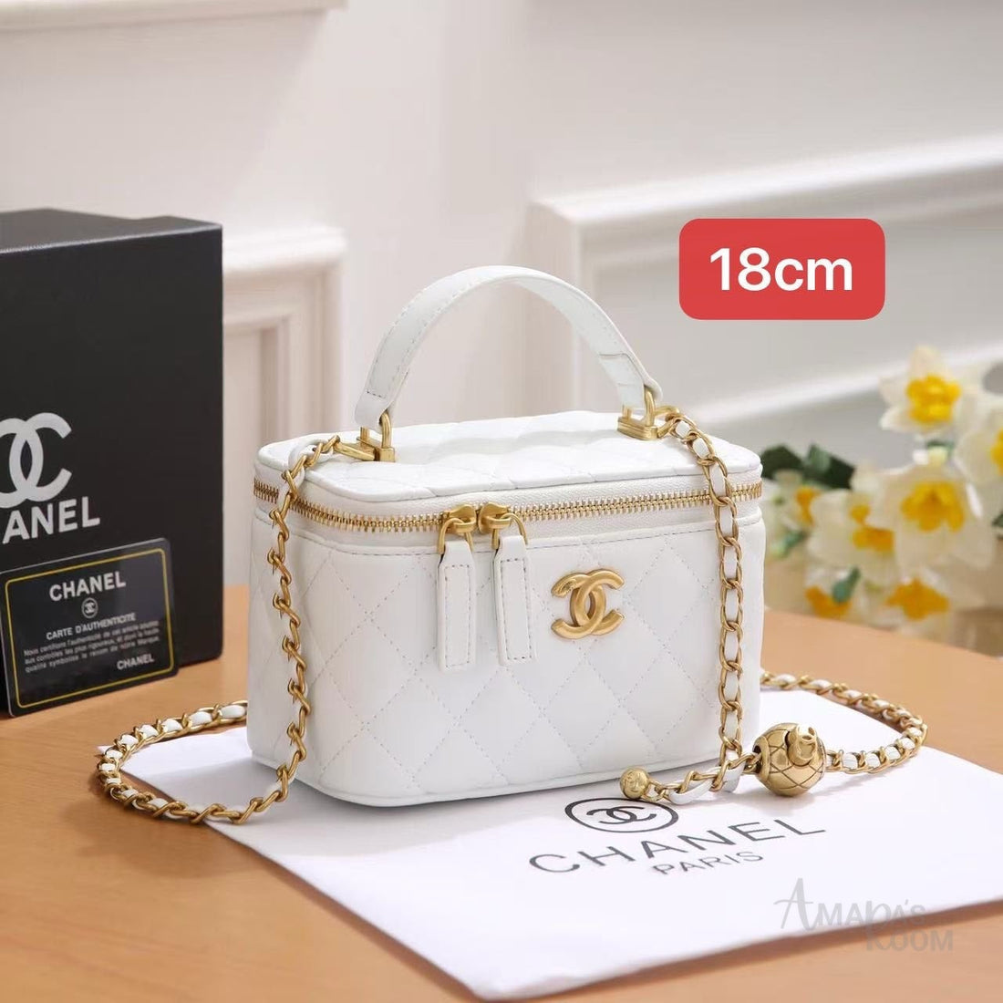 Chanel Bag Top Handle Vanity Case Chain White – product view