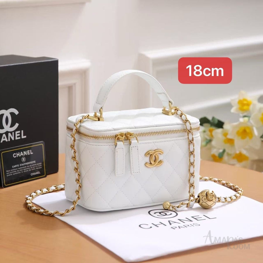 Chanel Bag Top Handle Vanity Case Chain White – product view