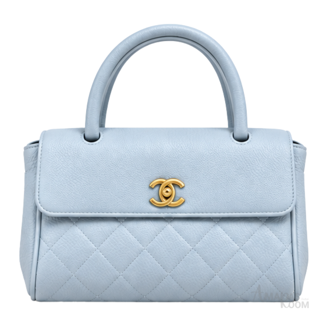 Chanel Bag | Urban Essentials Small Shopping Bag (East-West Baguette Tote) – Light Blue (Baby Blue – Pastel Blue grained calfskin leather with gold-tone hardware)