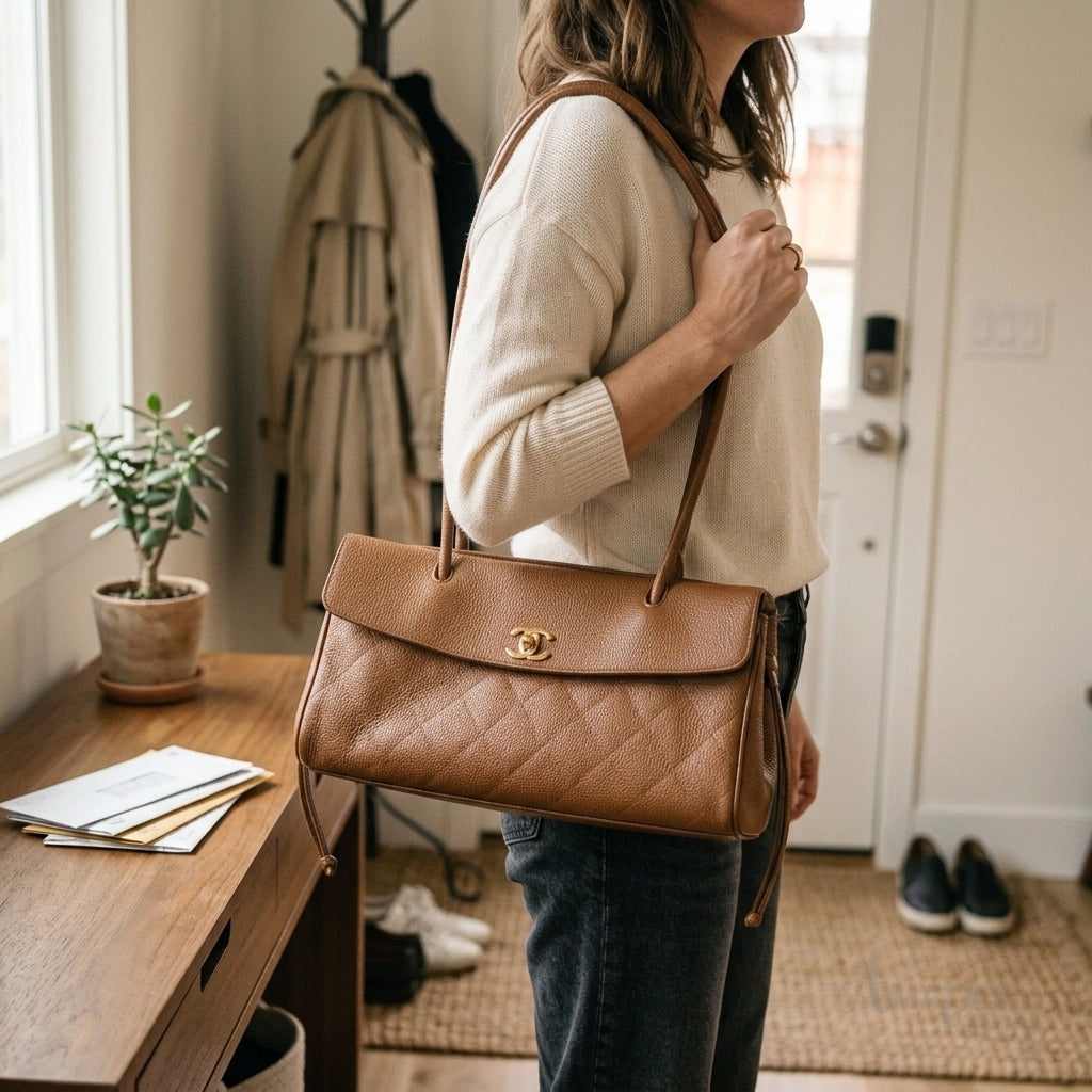Chanel Stitched Urban Small Shopping Bag – Camel - View 5