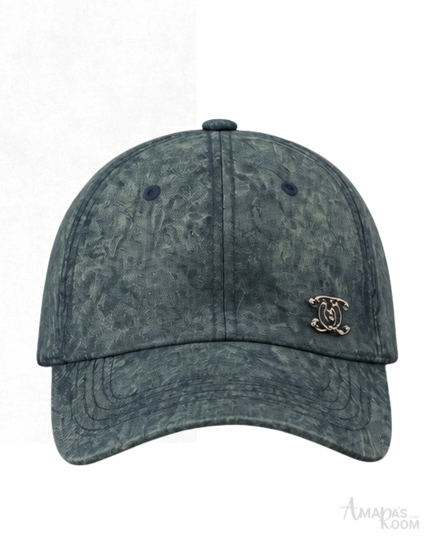 Chanel | CC Acid-Washed Denim Baseball Cap - View 1