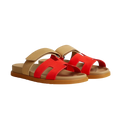 Hermès Chypre Sandals – Rouge Grenadine / Beige Albinos - View 1