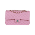 Chanel Classic Double Flap Bag Dark Pink Caviar Light Gold Hardware - View 1
