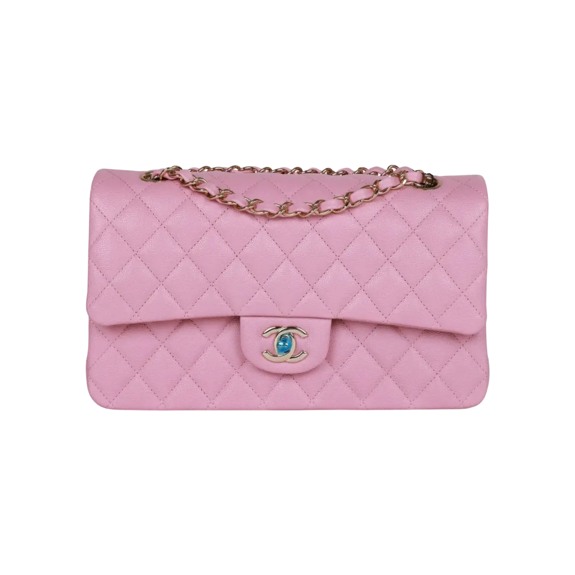 Chanel Classic Double Flap Bag Dark Pink Caviar Light Gold Hardware - View 1