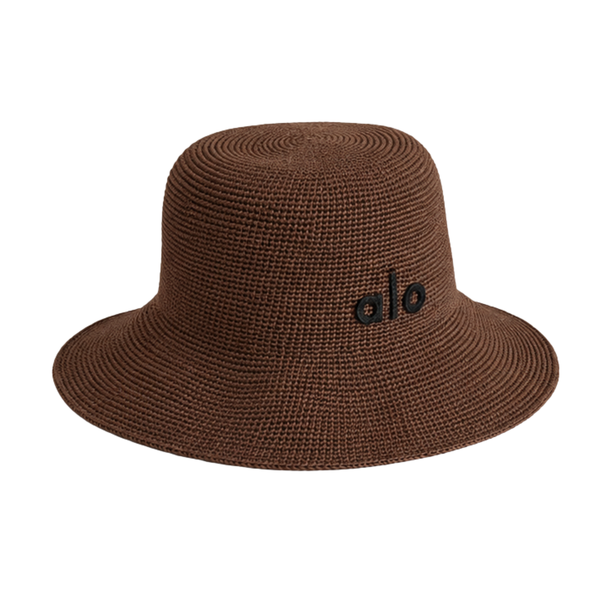 Alo Yoga Woven Raffia Bucket Hat Espresso Brown – product view