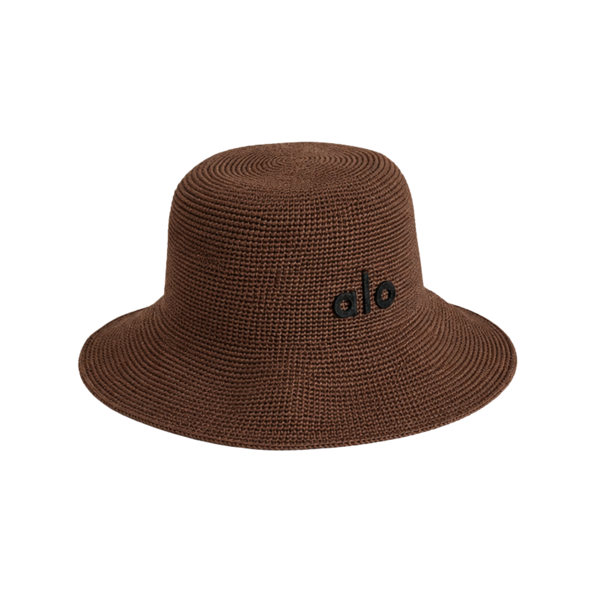 Alo Yoga Woven Raffia Bucket Hat Espresso Brown – product view