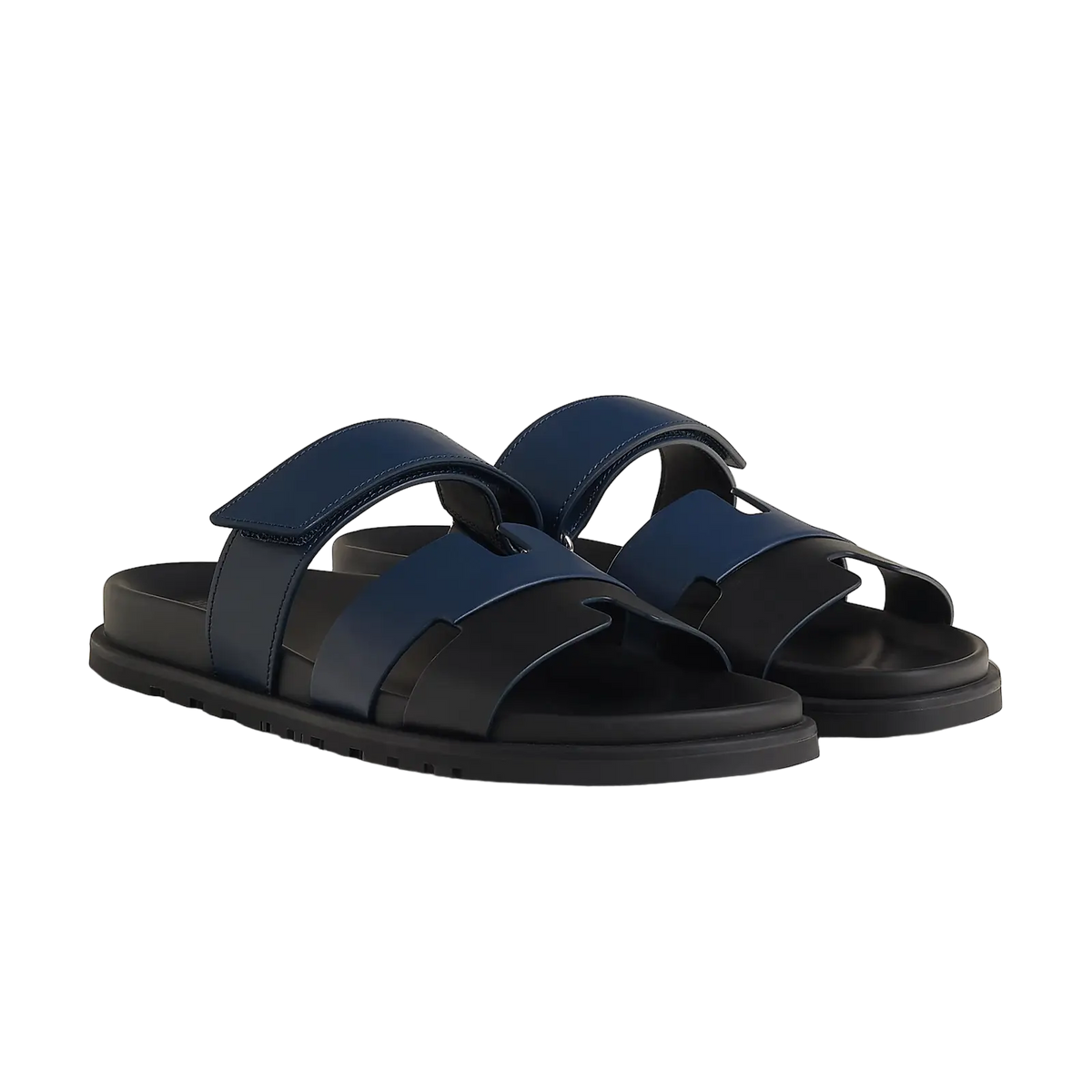 Hermès Chypre Sandals – Noir/Bleu Celeste - View 1