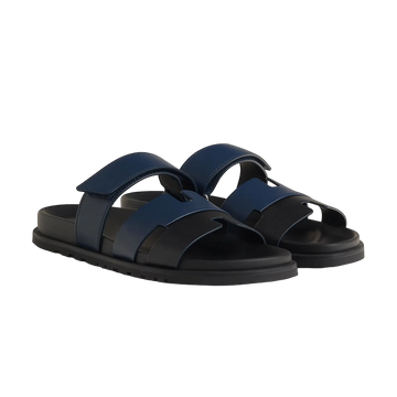 Hermès Chypre Sandals – Noir/Bleu Celeste - View 1