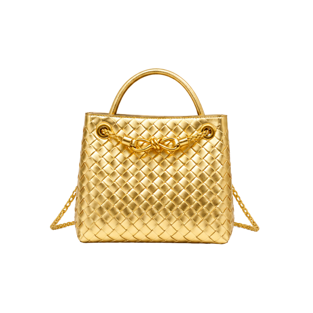 Bottega Veneta Small Andiamo Bag in Metallic Gold