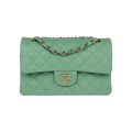 Chanel Classic Double Flap Bag Green Caviar Light Gold Hardware - View 1