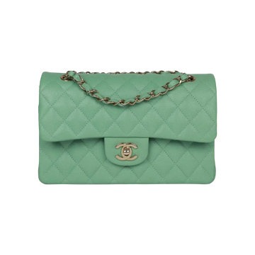 Chanel Classic Double Flap Bag Green Caviar Light Gold Hardware - View 1