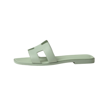 Oran Leather Slides – Forest Green – Amara UAE