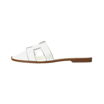 Oran Leather Slides – Snow White – Amara UAE