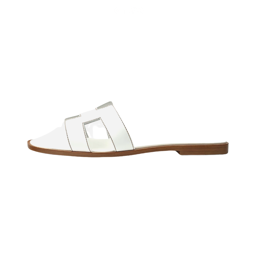 Oran Leather Slides – Snow White – Amara UAE