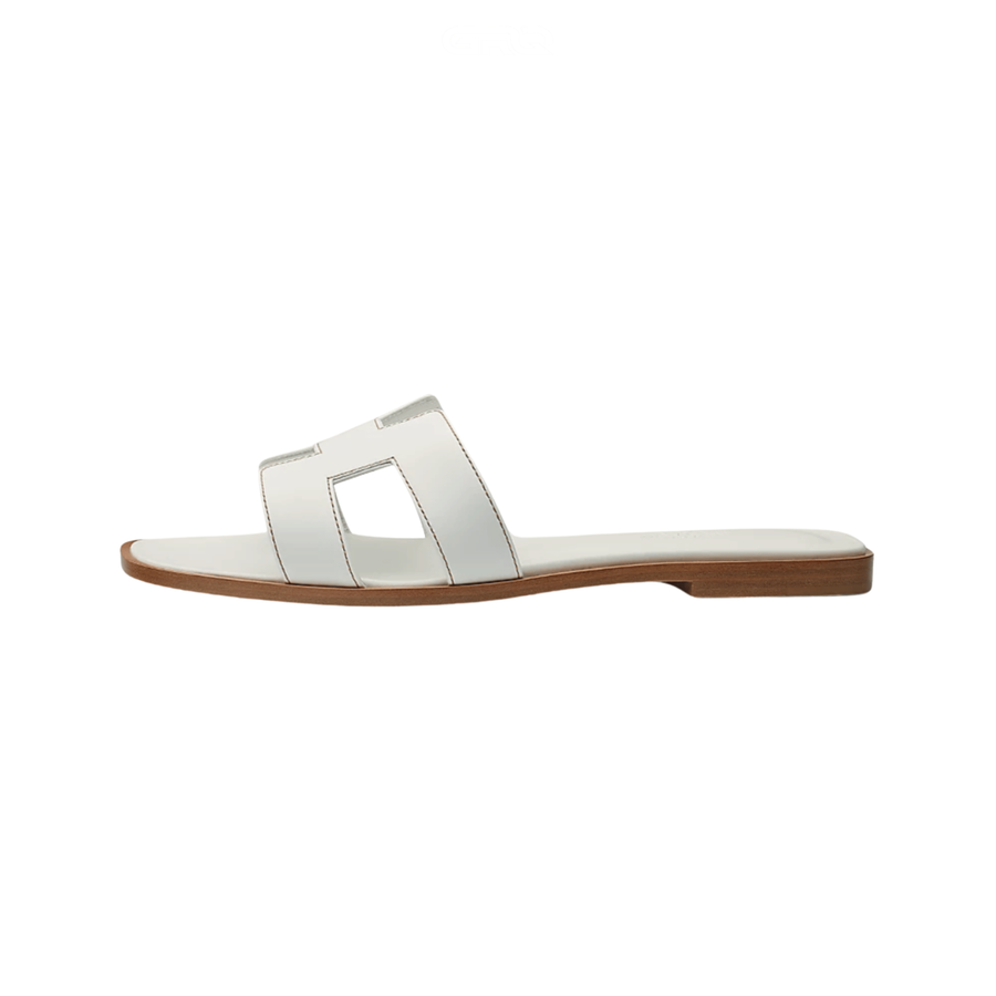 Oran Leather Slides – Pure White – Amara UAE image 1