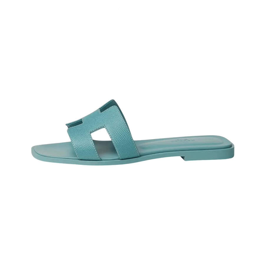 Oran Leather Slides – Powder Blue – Amara UAE