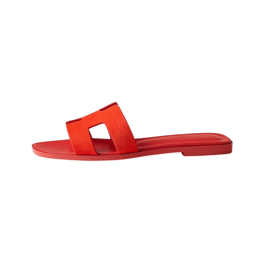 Oran Leather Slides – Sunset Orange